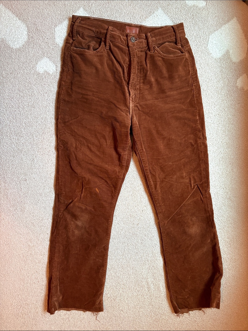 MOTHER Brown Corduroy Straight-Leg Trousers